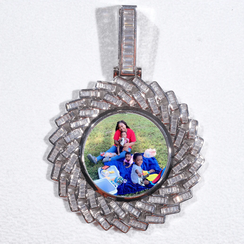 Large 3D Baguette Custom Picture Pendant
