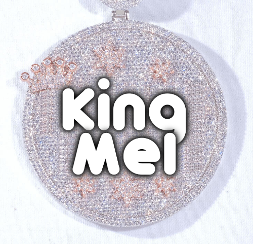 CUSTOM LETTER NECKLACE 3D BIG CROWN DISC