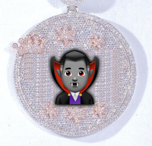 CUSTOM LETTER NECKLACE 3D BIG CROWN DISC