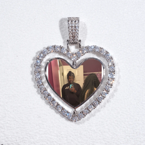 3D Spinning 2-Faced Heart Custom Picture Pendant