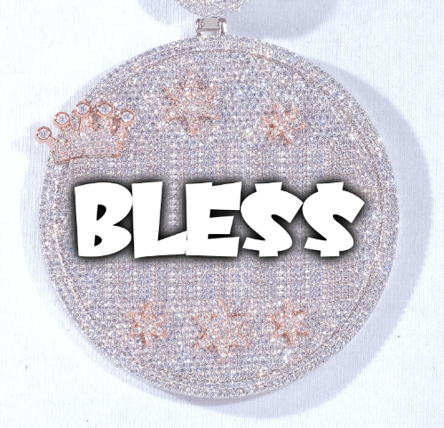 CUSTOM LETTER NECKLACE 3D BIG CROWN DISC