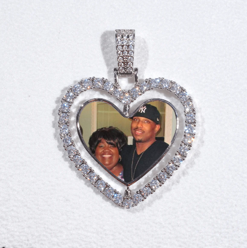 3D Spinning 2-Faced Heart Custom Picture Pendant