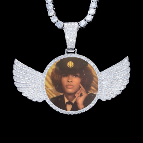 925S & VVS Moissanite 3D Wing Custom Picture Pendant