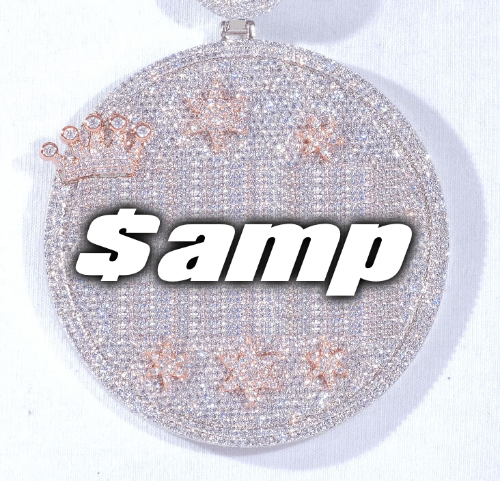 CUSTOM LETTER NECKLACE 3D BIG CROWN DISC