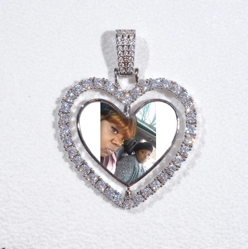 3D Spinning 2-Faced Heart Custom Picture Pendant