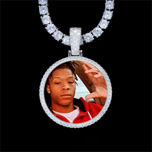 925S & VVS Moissanite 3D Circle Custom Picture Pendant