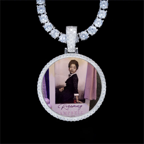925S & VVS Moissanite 3D Circle Custom Picture Pendant