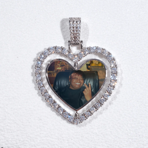 3D Spinning 2-Faced Heart Custom Picture Pendant