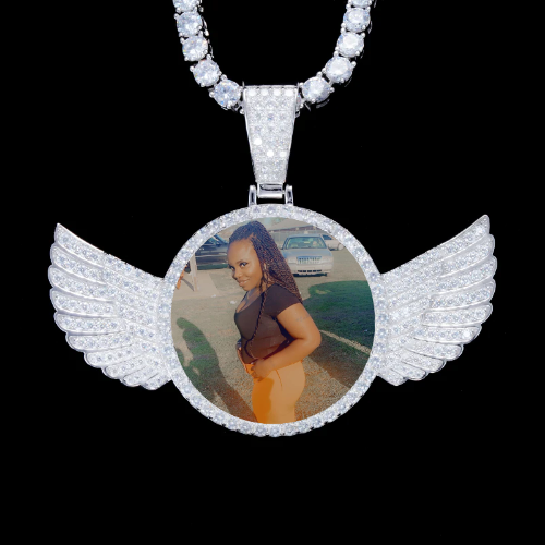 925S & VVS Moissanite 3D Wing Custom Picture Pendant
