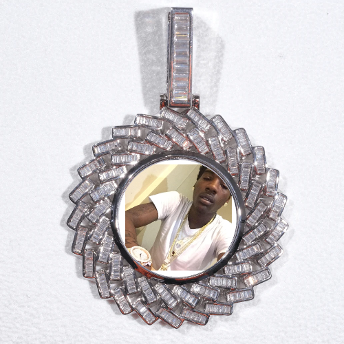 Large 3D Baguette Custom Picture Pendant