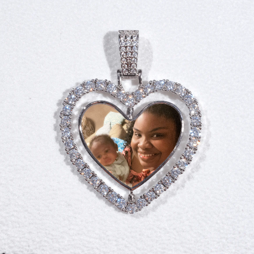 3D Spinning 2-Faced Heart Custom Picture Pendant
