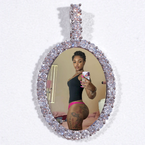 Large 3D Oval Custom Picture Pendant