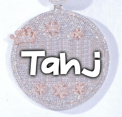 CUSTOM LETTER NECKLACE 3D BIG CROWN DISC