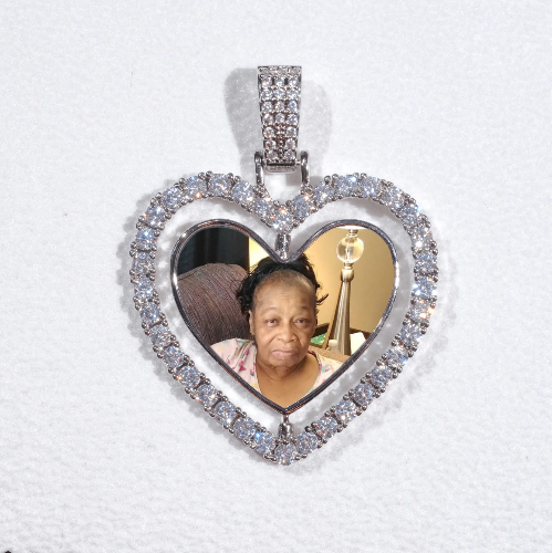 3D Spinning 2-Faced Heart Custom Picture Pendant