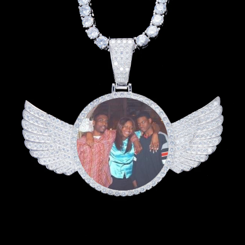 925S & VVS Moissanite 3D Wing Custom Picture Pendant