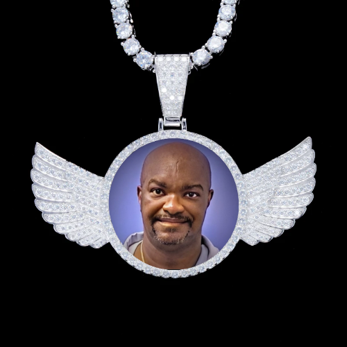925S & VVS Moissanite 3D Wing Custom Picture Pendant