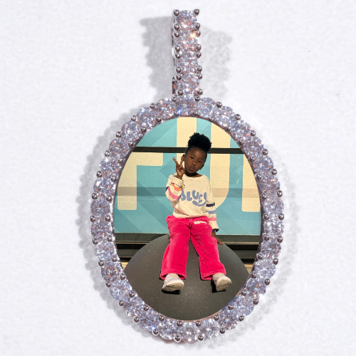 Large 3D Oval Custom Picture Pendant