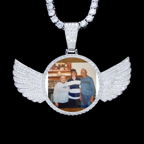 925S & VVS Moissanite 3D Wing Custom Picture Pendant