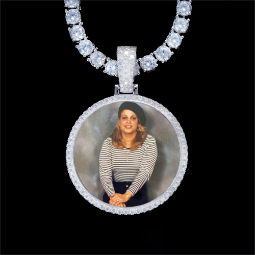 925S & VVS Moissanite 3D Circle Custom Picture Pendant