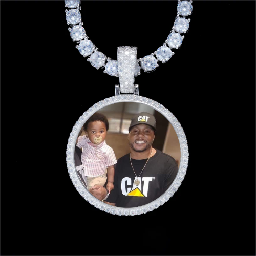 925S & VVS Moissanite 3D Circle Custom Picture Pendant