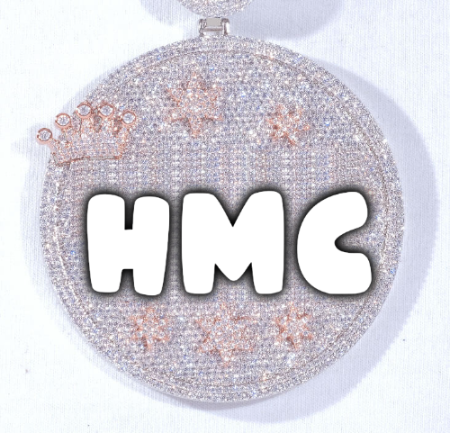 CUSTOM LETTER NECKLACE 3D BIG CROWN DISC