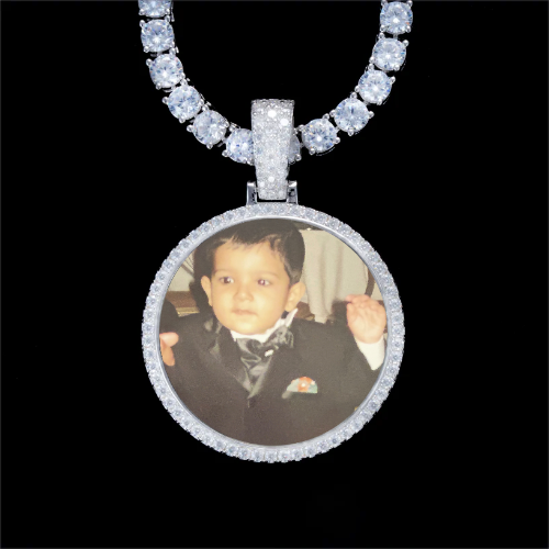 925S & VVS Moissanite 3D Circle Custom Picture Pendant