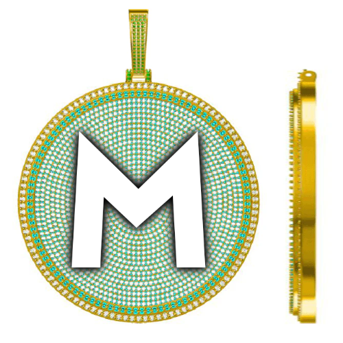 CUSTOM LETTER NECKLACE 3D BIG DISC
