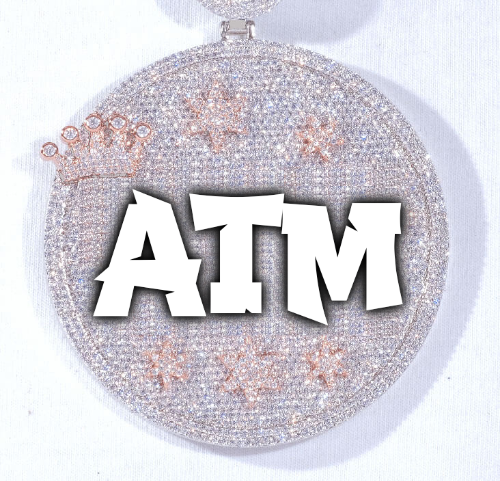 CUSTOM LETTER NECKLACE 3D BIG CROWN DISC