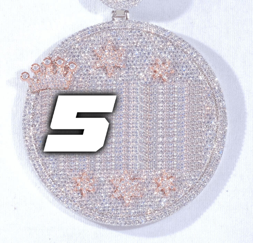 CUSTOM LETTER NECKLACE 3D BIG CROWN DISC