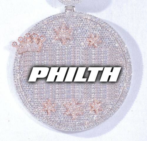 CUSTOM LETTER NECKLACE 3D BIG CROWN DISC
