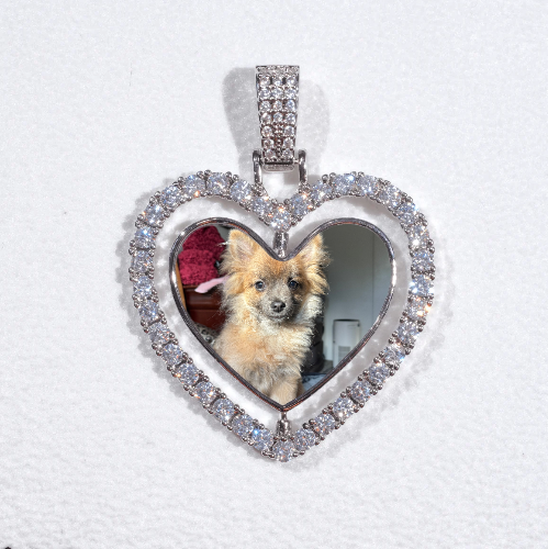3D Spinning 2-Faced Heart Custom Picture Pendant