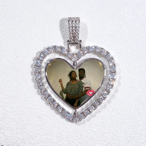 3D Spinning 2-Faced Heart Custom Picture Pendant