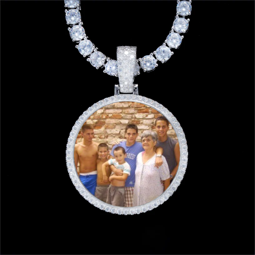 925S & VVS Moissanite 3D Circle Custom Picture Pendant