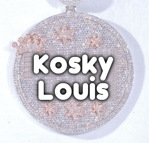 CUSTOM LETTER NECKLACE 3D BIG CROWN DISC