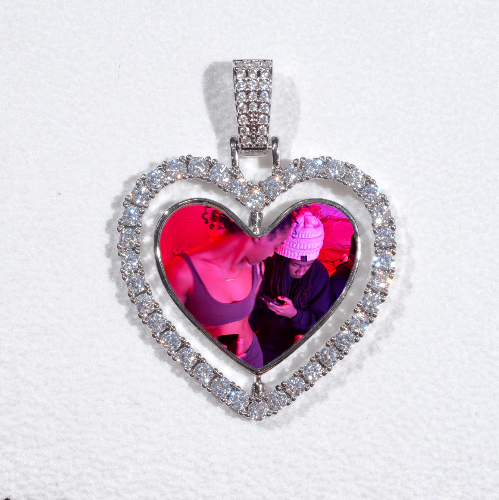 3D Spinning 2-Faced Heart Custom Picture Pendant