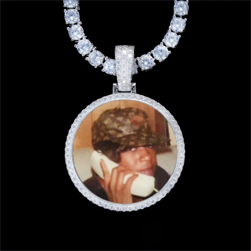 925S & VVS Moissanite 3D Circle Custom Picture Pendant