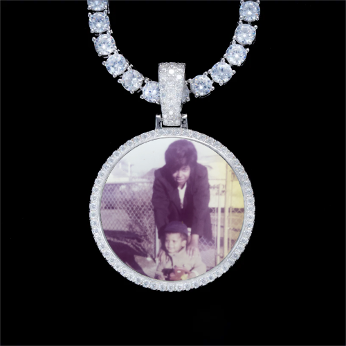 925S & VVS Moissanite 3D Circle Custom Picture Pendant