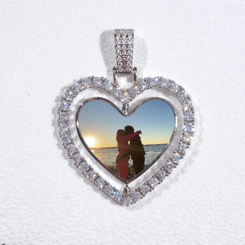 3D Spinning 2-Faced Heart Custom Picture Pendant