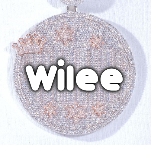 CUSTOM LETTER NECKLACE 3D BIG CROWN DISC