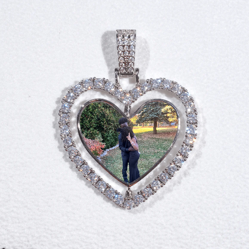 3D Spinning 2-Faced Heart Custom Picture Pendant