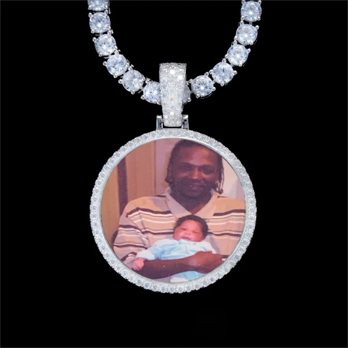 925S & VVS Moissanite 3D Circle Custom Picture Pendant