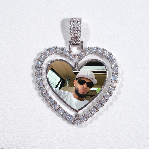 3D Spinning 2-Faced Heart Custom Picture Pendant