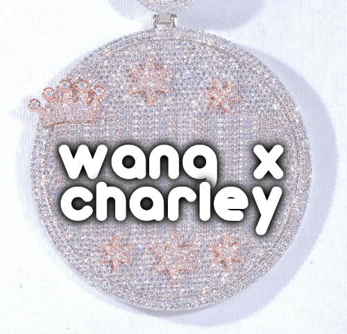 CUSTOM LETTER NECKLACE 3D BIG CROWN DISC