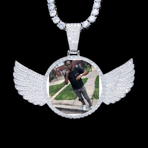 925S & VVS Moissanite 3D Wing Custom Picture Pendant