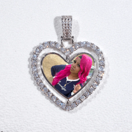 3D Spinning 2-Faced Heart Custom Picture Pendant