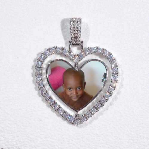 3D Spinning 2-Faced Heart Custom Picture Pendant