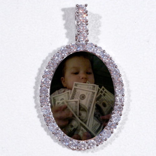 Large 3D Oval Custom Picture Pendant