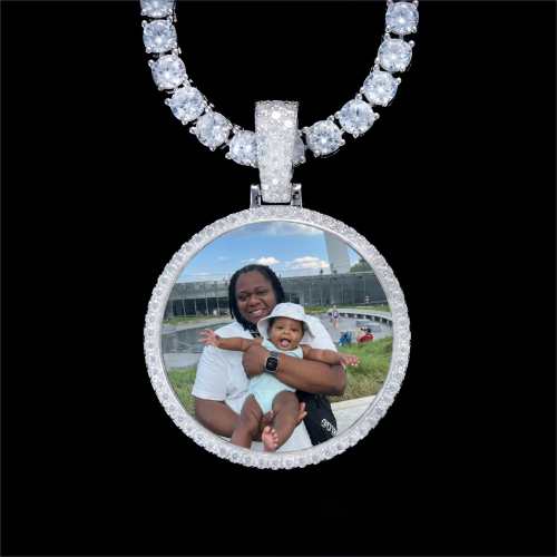 925S & VVS Moissanite 3D Circle Custom Picture Pendant
