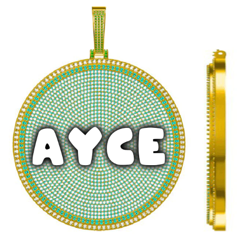 CUSTOM LETTER NECKLACE 3D BIG DISC