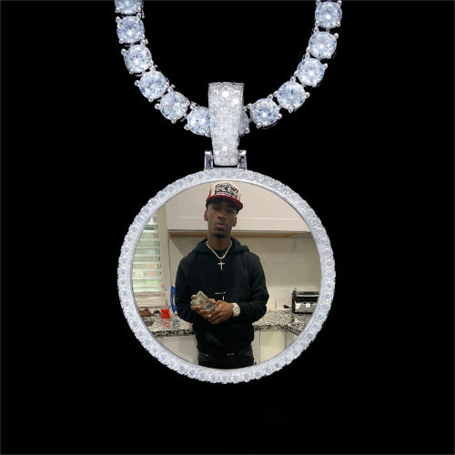 925S & VVS Moissanite 3D Circle Custom Picture Pendant